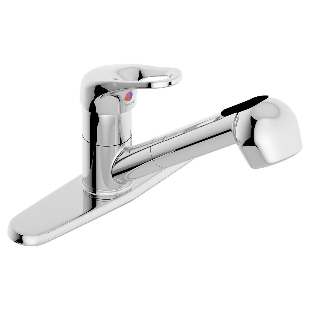 Symmons Unity Single Handle Pull Out Sprayer Kitchen Faucet In Chrome