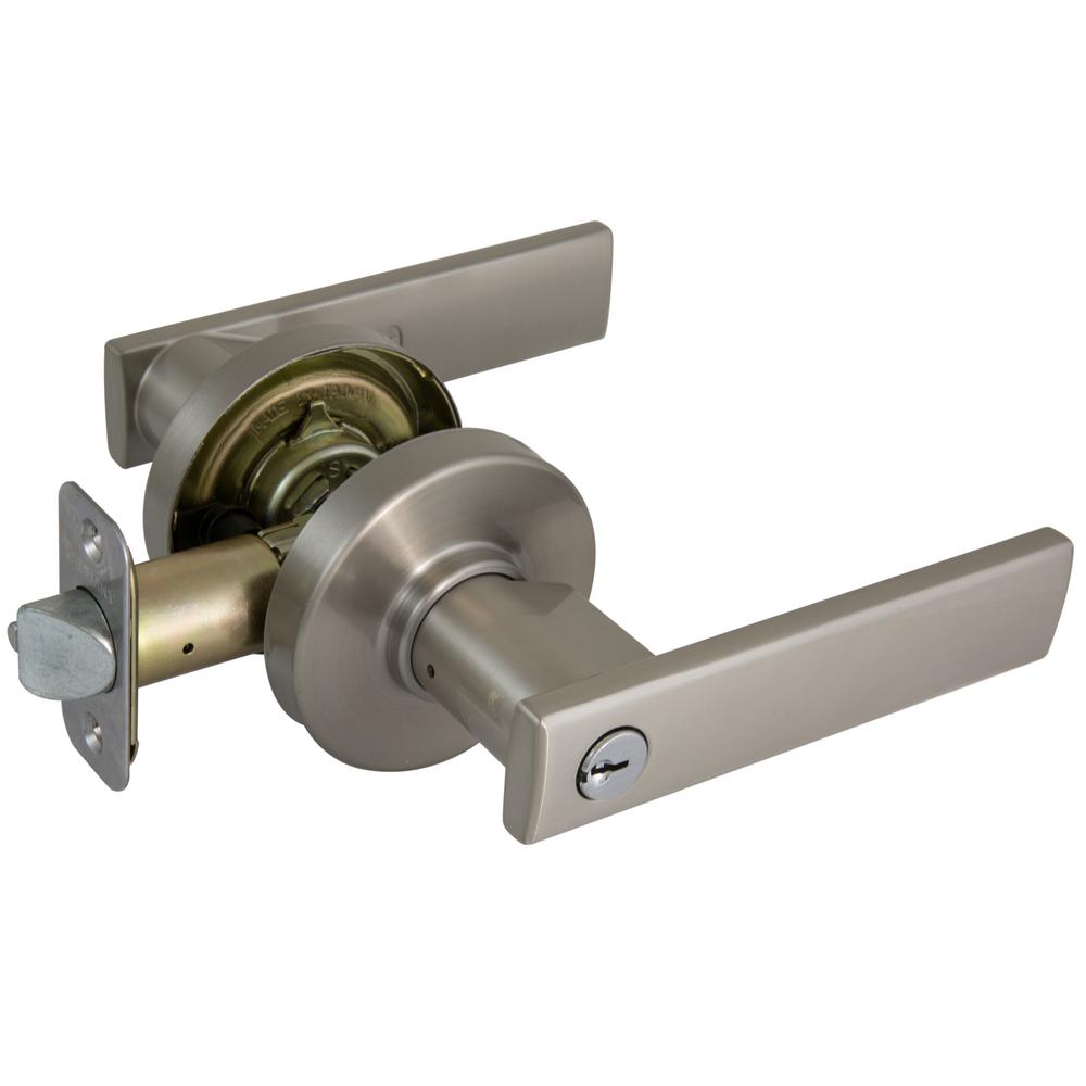 Defiant Kensington Satin Nickel Keyed Entry Door Lever Lb4x200b The Home Depot 7016