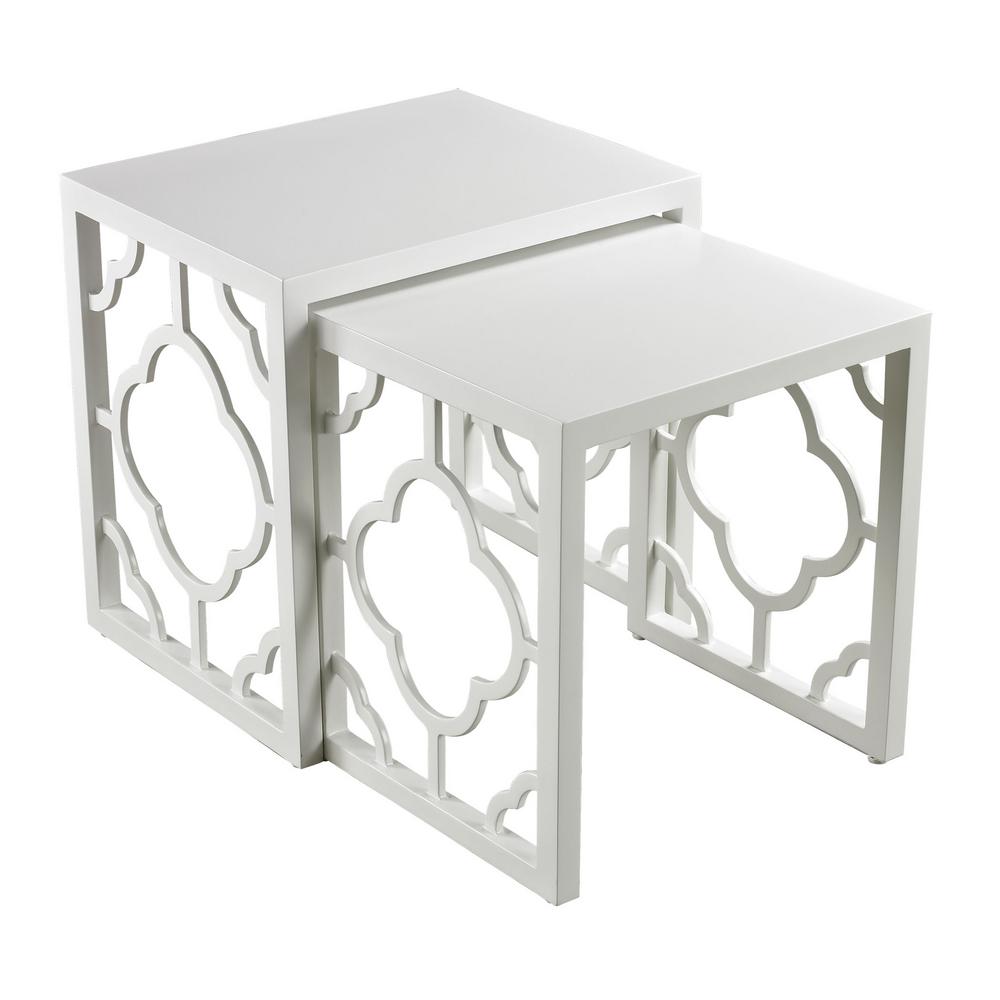 Titan Lighting Marrakech Gloss White 2 Piece Nesting Side Table Tn Titan Lighting Marrakech Gloss White 2 Piece Nesting Side Table