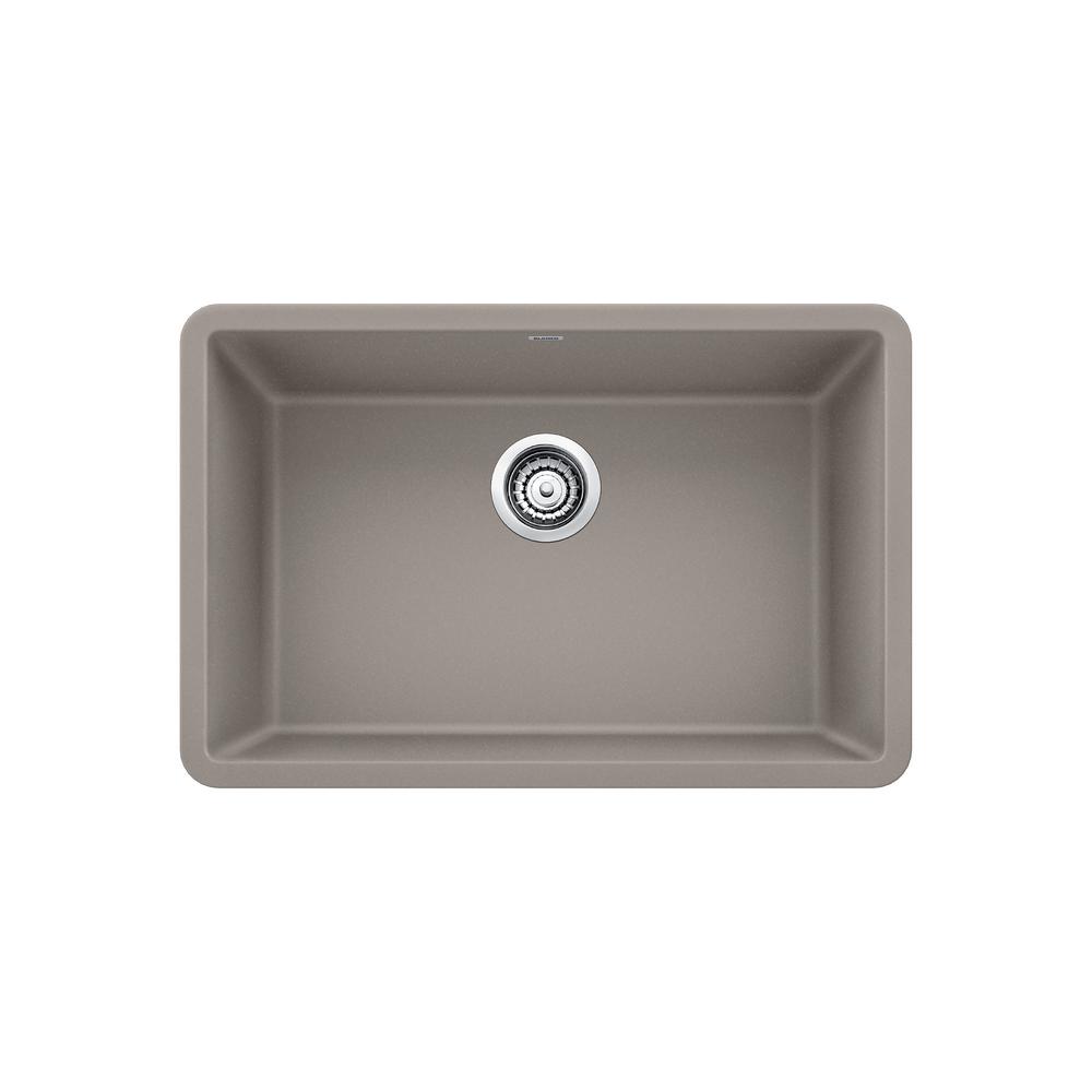 Blanco Precis Undermount Granite Composite 27 In Single Bowl Kitchen Sink In Metallic Gray