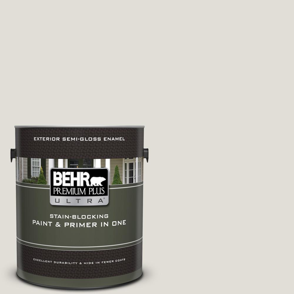 Behr Premium Plus Ultra 1 Gal Ppu24 15 Mission White Semi Gloss Ppu24 15 Mission White Semi Gloss Enamel Exterior Paint And Primer In One
