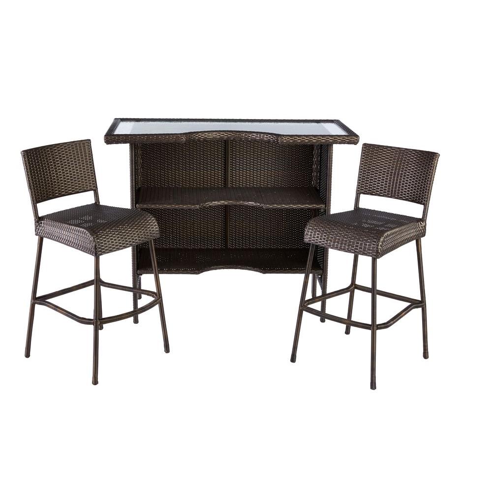 Hampton Bay Beverly 3-Piece Wicker Outdoor Patio Bar Set-65-509462