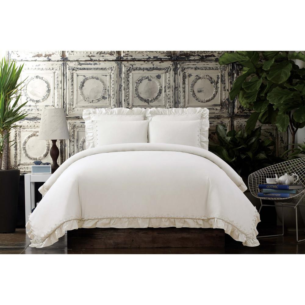 Cottage Classics Voile Ivory Full / Queen Comforter Set CS2695WTFQ1500