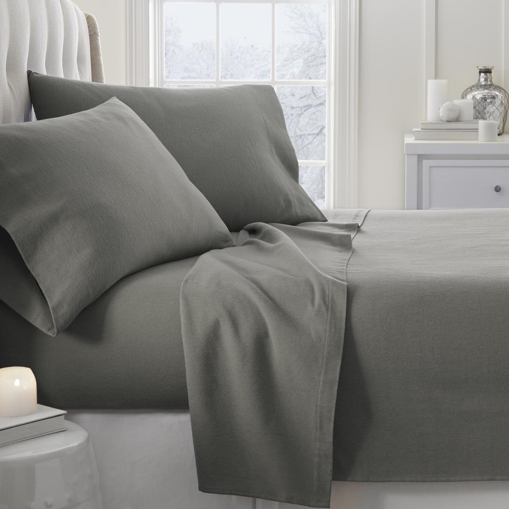 Becky Cameron Solid Flannel Gray Queen 4 Piece Bed Sheet Set Ieh 4pc Becky Cameron Solid Flannel Gray Queen 4 Piece Bed Sheet Set Ieh 4pc Fso Q Gr The Home Depot