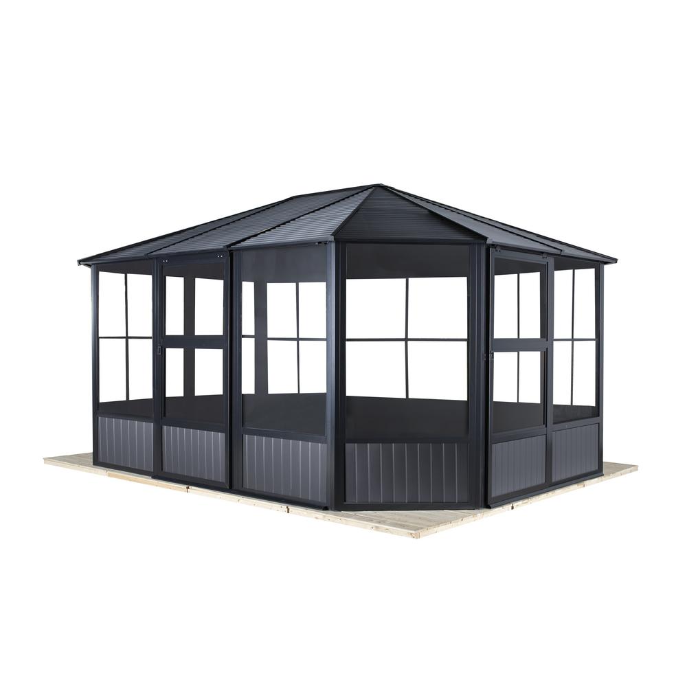 Sojag Charleston 12 ft. x 12 ft. Aluminum Octagonal Solarium in Dark