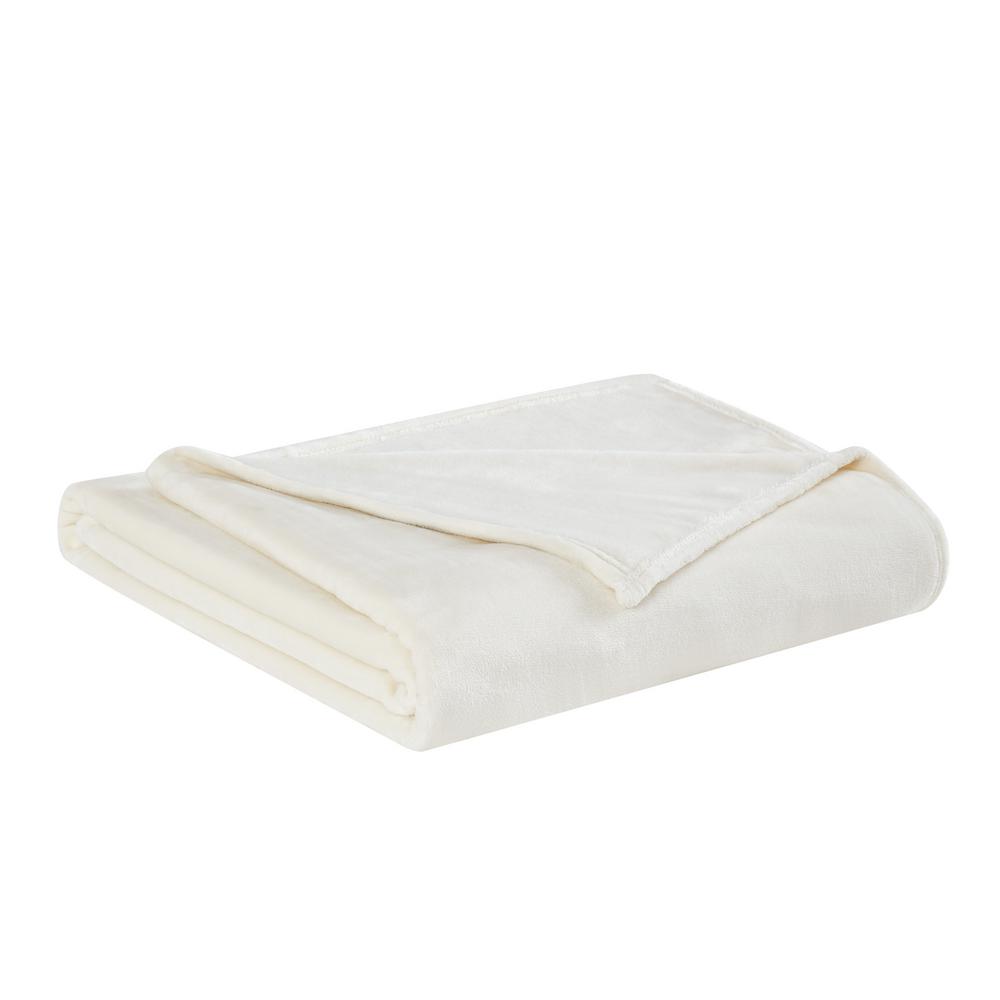 Truly Soft Velvet Plush Ivory Throw Blanket-TH3167IV-9100 - The Home Depot