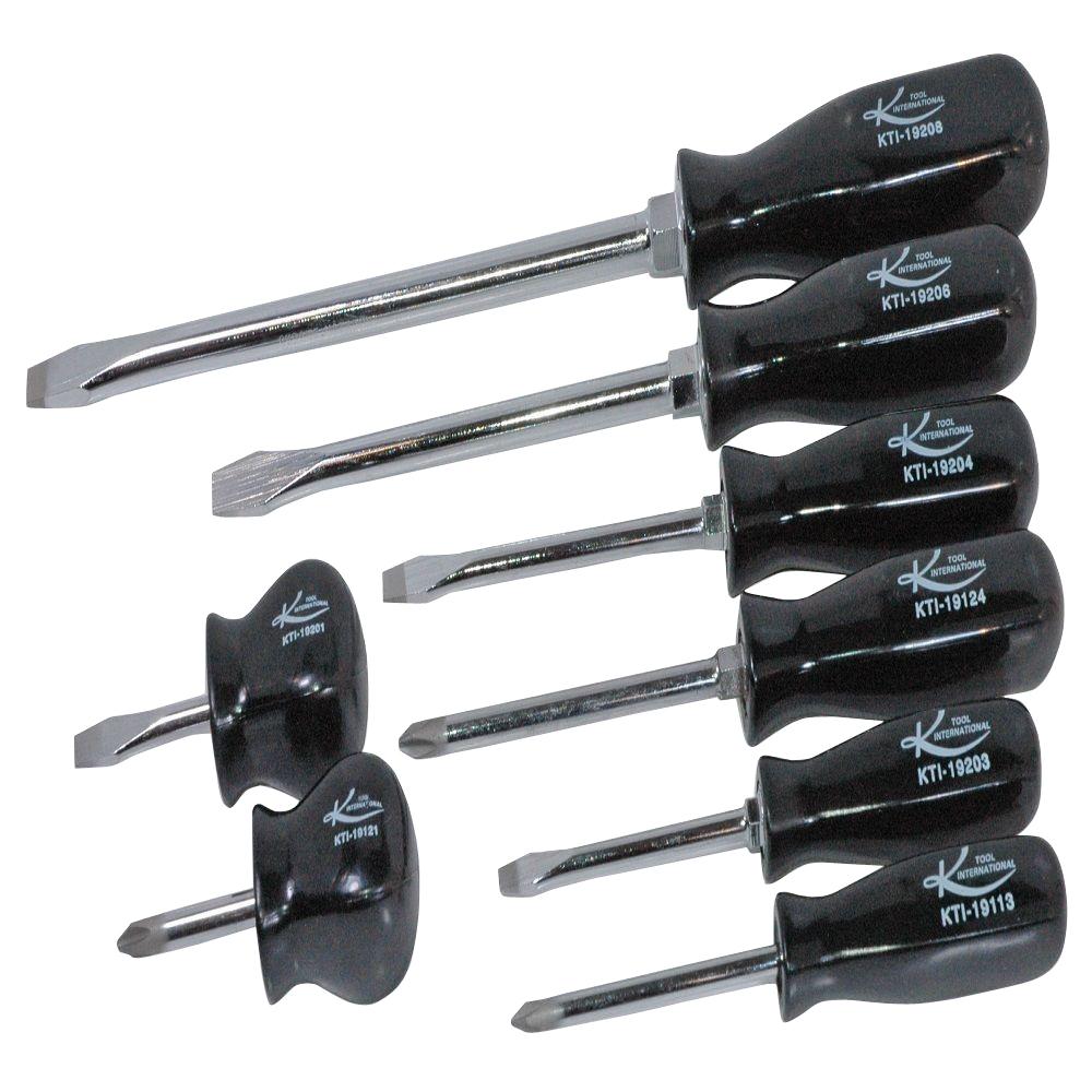 K Tool International Black Phillips and Slotted Screwdriver Set (8