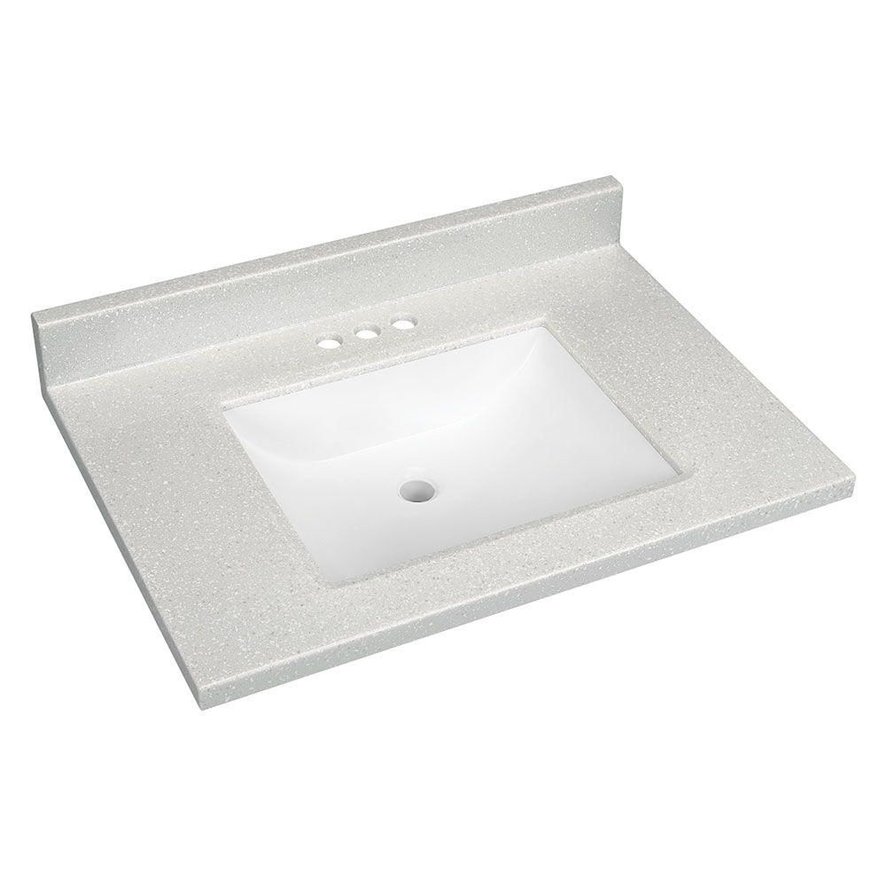 Glacier Bay 31 in. W Solid Surface Technology Vanity Top in Silver Fox