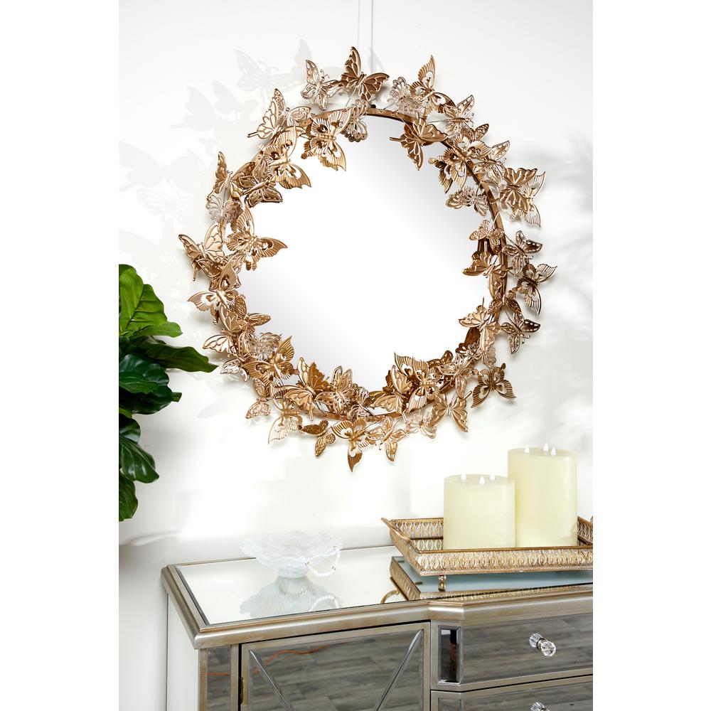 Litton Lane Round Metallic Gold Erfly Hanging Wall Mirror 46261 The Home Depot - Hanging Round Mirror Gold Litton Lane Round Metallic Gold Erfly Hanging Wall Mirror 46261 The Home Depot - Hanging Round Mirror Gold