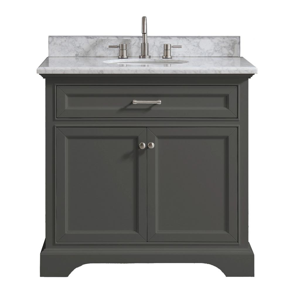 Reviews For Home Decorators Collection Windlowe 37 In W X 22 D 35 H Bath Vanity Gray With Carrara Marble Top White Sink - Home Decorators Collection Bathroom Vanity Reviews