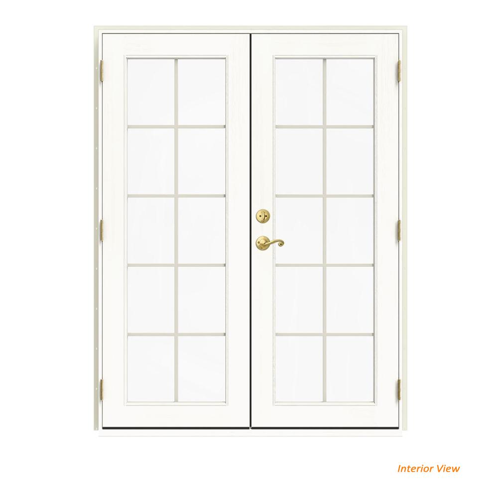Jeld Wen 60 In X 80 W 2500 Vanilla Clad Wood Left Hand 10 Lite W 2500 Vanilla Clad Wood