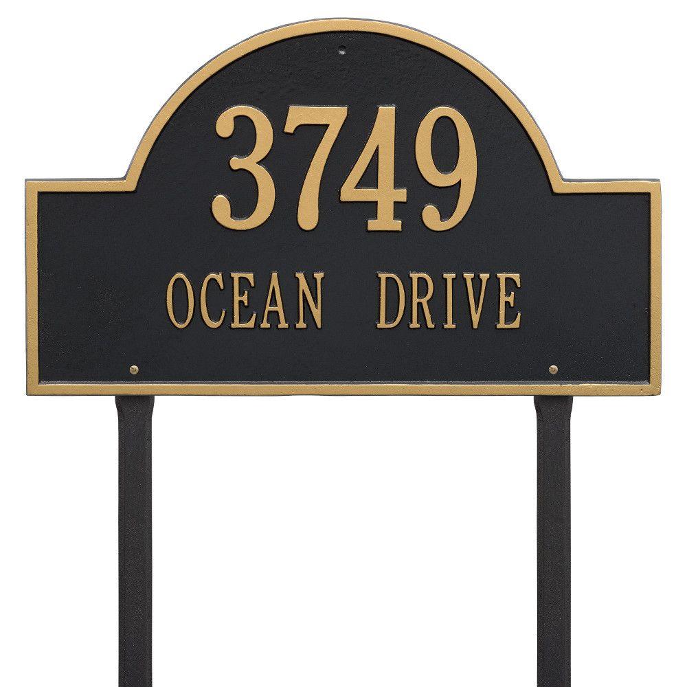 Whitehall Products Arch Marker Estate Black Gold Lawn 2 Line Address Whitehall Products Arch Marker Estate Black Gold Lawn 2 Line Address Plaque