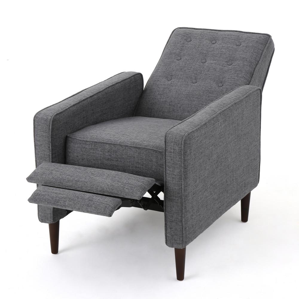 Noble House Mervynn Grey Fabric Mid-Century Modern Recliner-300595