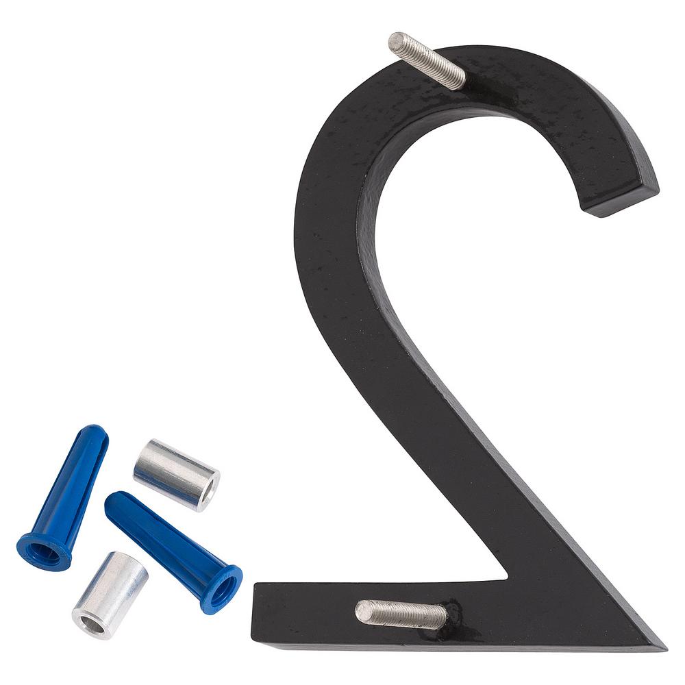 Montague Metal Products 8 In Black Aluminum Floating Or Flat Modern House Number 2 Mhn 08 2 F Bk1 The Home Depot
