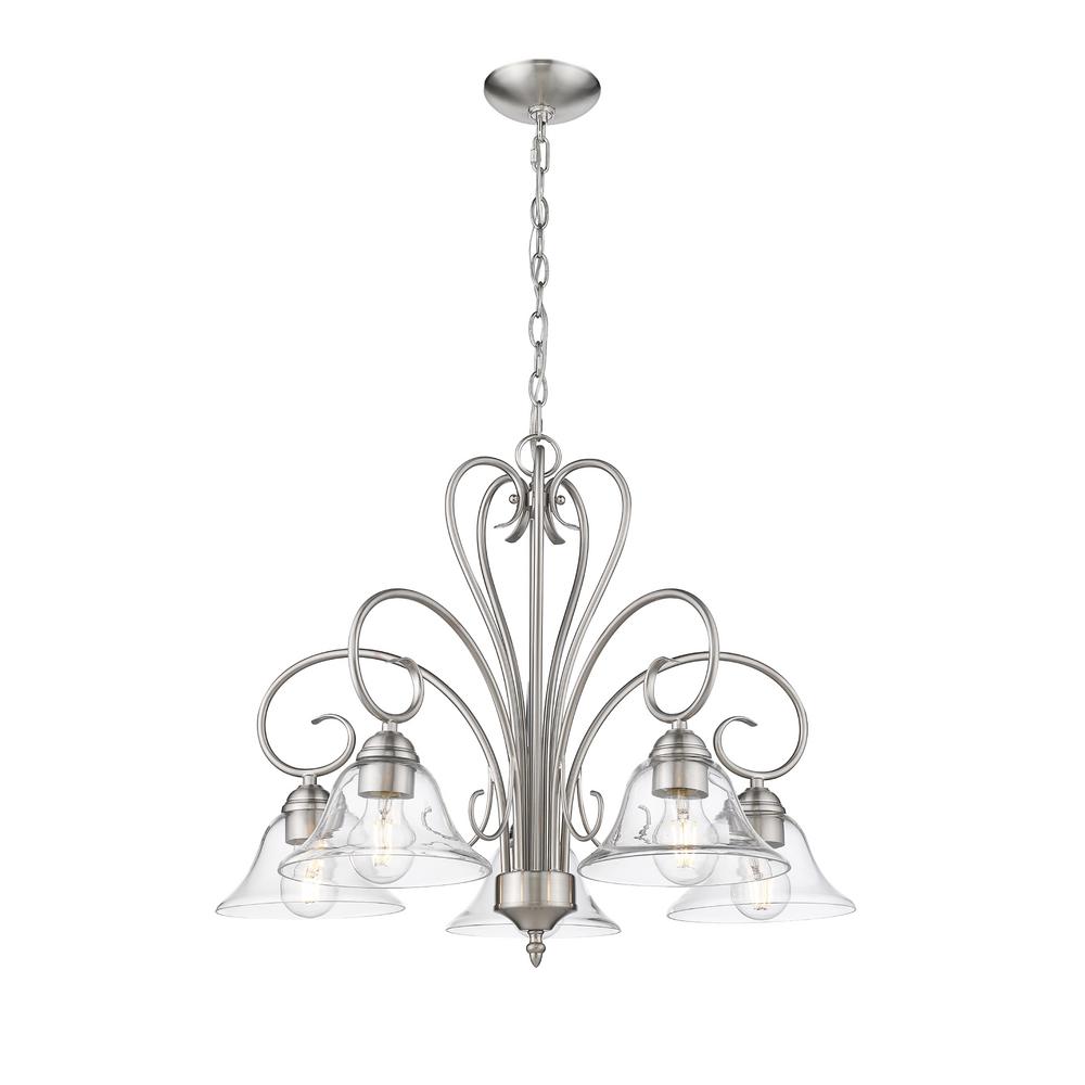 Golden Lighting Homestead 5 Light Pewter Nook Chandelier With Clear Gl Golden Lighting Homestead 5 Light Pewter Nook Chandelier With Clear Gl