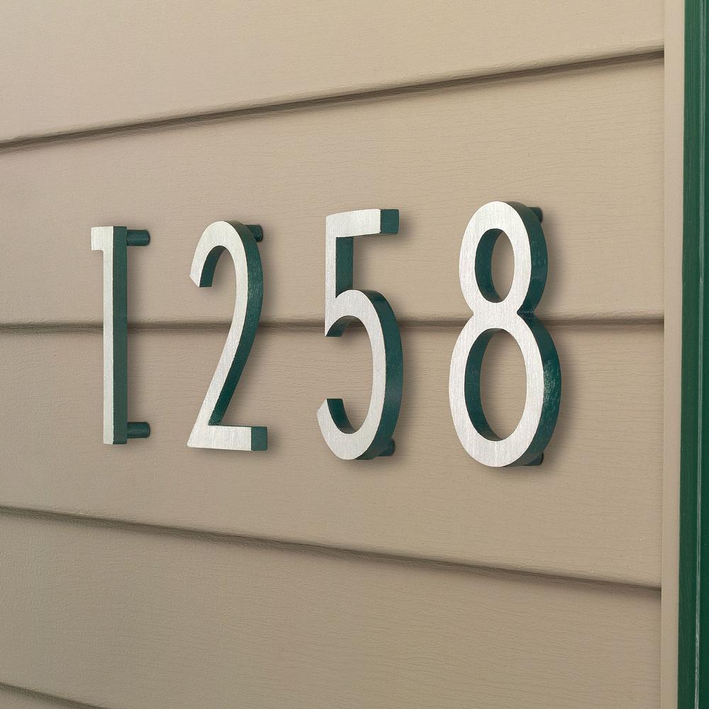 Montague Metal Products 6 In Satin Nickel Brick Red 2 Tone Aluminum Floating Or Flat Modern House Number 8 Mhn 06 8 F Br2 The Home Depot