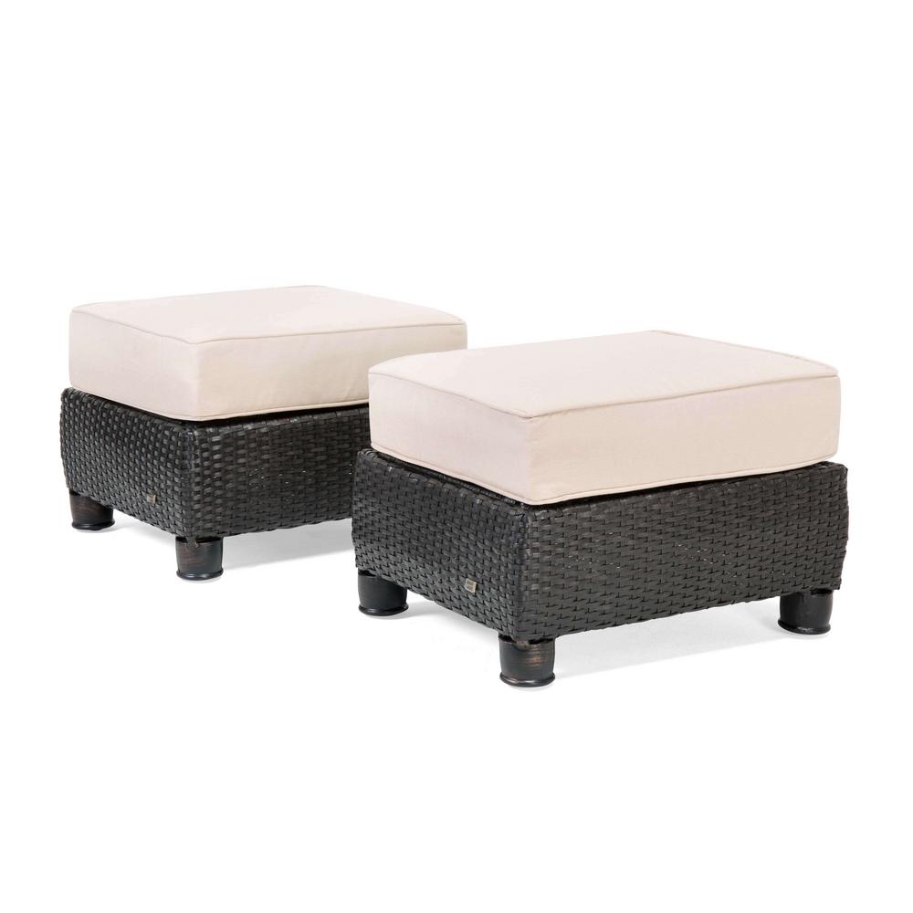 La Z Boy Breckenridge 2 Piece Wicker Outdoor Ottoman Set With Breckenridge 2 Piece Wicker Outdoor Ottoman Set With Sunbrella Spectrum Sand Cushion