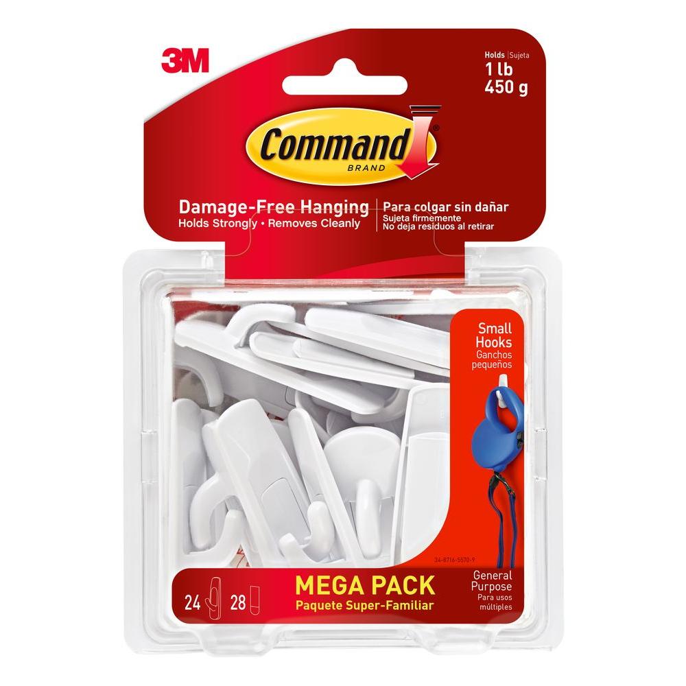 Command White Small Utility Hook (24Hook/28Strip per Pack)17002MPES