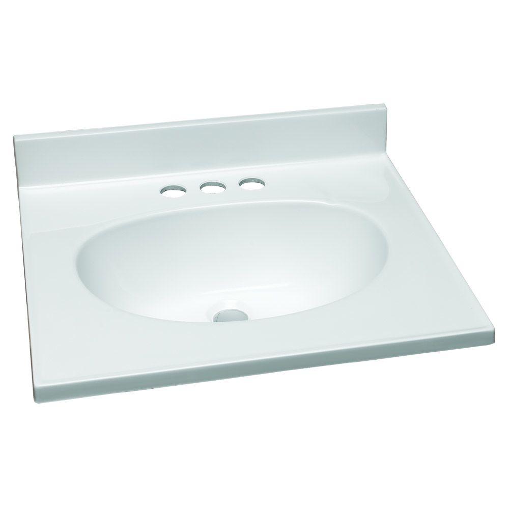 Design House 19 In W Cultured Marble Vanity Top White With Solid W Cultured Marble Vanity Top In White With Solid Bowl