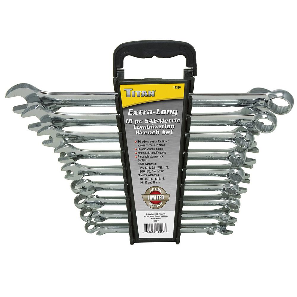 UPC 802090173967 product image for TITAN 18-Piece Extra Long Wrench Set | upcitemdb.com