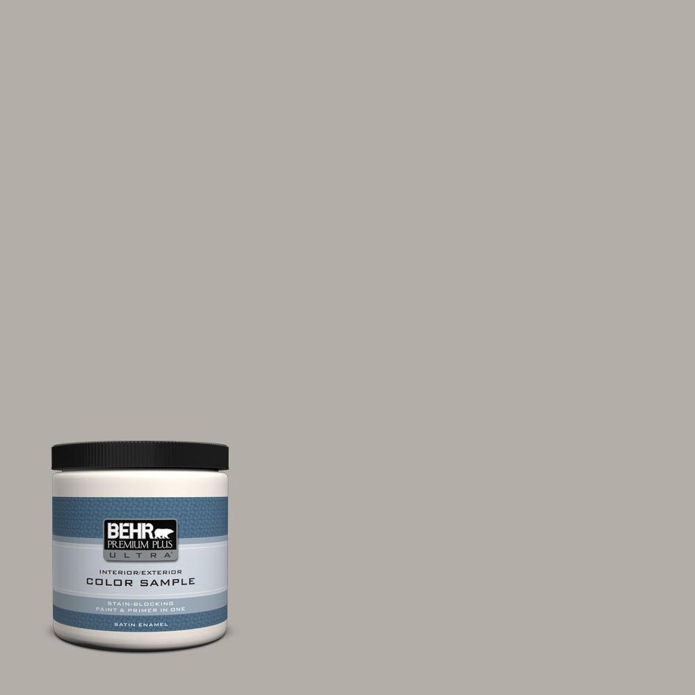 BEHR Premium Plus Ultra 8 oz. T1709 Laid Back Gray Satin Enamel Interior/Exterior Paint Sample