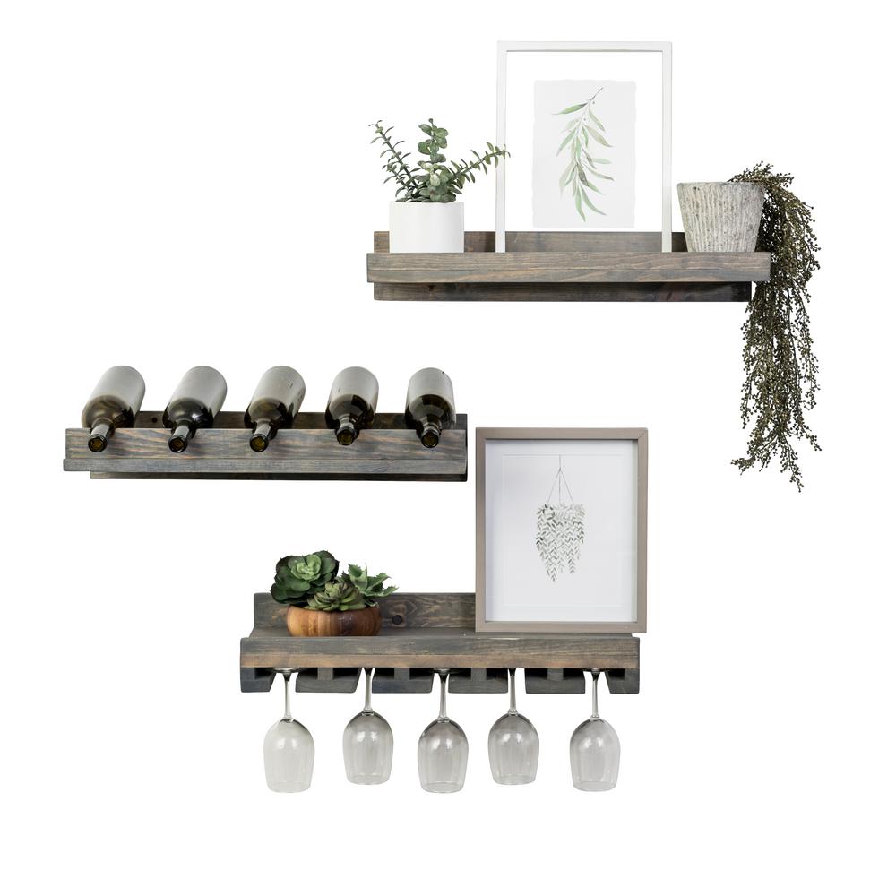 Del Hutson Designs Rustic Luxe 5 Bottle Gray Wood Wall Mounted