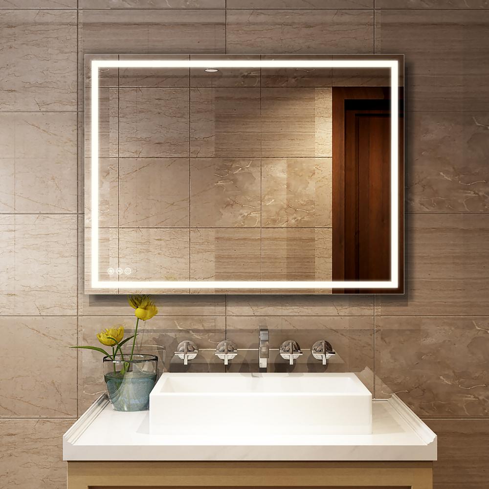 Boyel Living 48 In X 36 Led Lighted Single Frameless Bathroom Mirror Kf Md04 4836sf2 The Home Depot - 48 X 36 Lighted Vanity Mirror Boyel Living 48 In X 36 Led Lighted Single Frameless Bathroom Mirror Kf Md04 4836sf2 The Home Depot - 48 X 36 Lighted Vanity Mirror