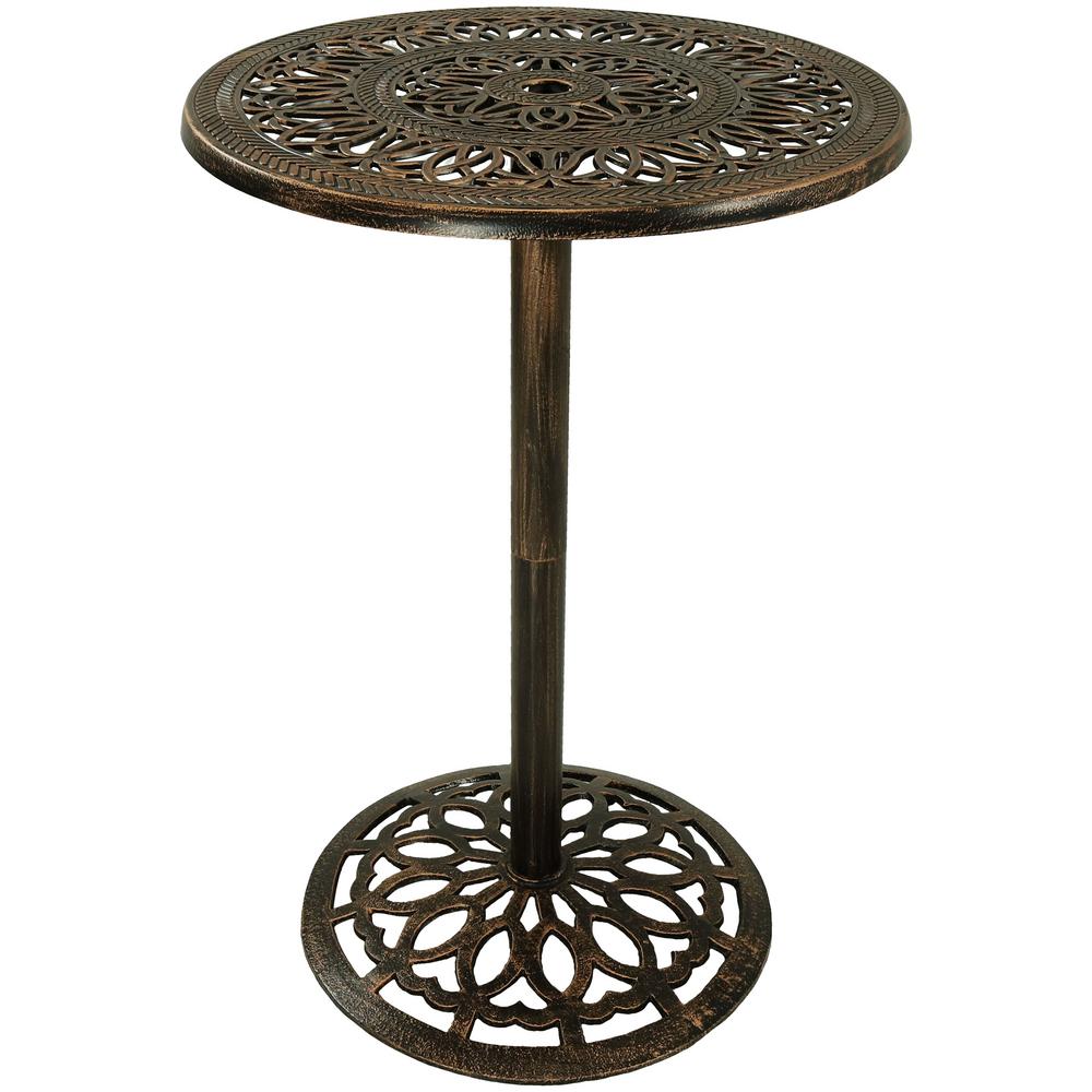 Sunnydaze Decor 40 In Cast Iron Bar Height Patio Outdoor Round High Top Pub Table Yuk 003 The Home Depot Sunnydaze Decor 40 In Cast Iron Bar, Small Counter Height Outdoor Bistro Table