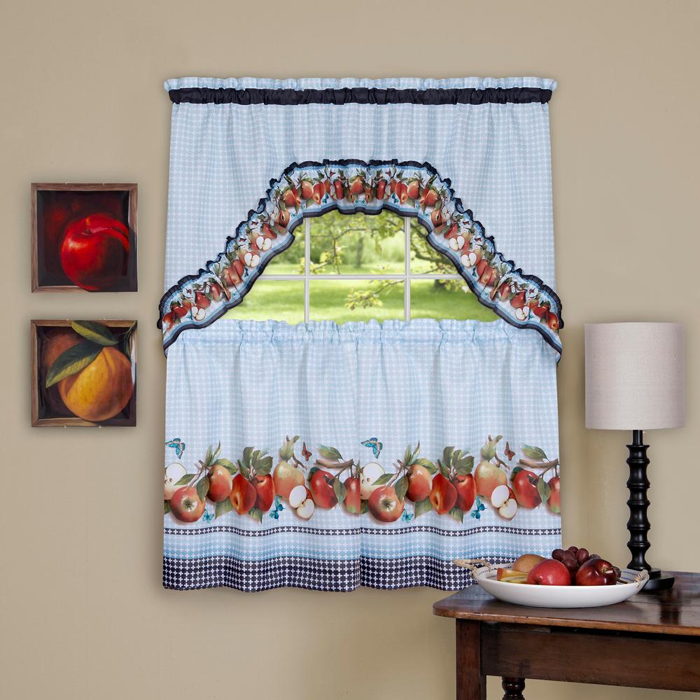 Achim Sheer 57 In W X 36 L Golden Delicious Ice Blue Printed W X 36 In L Golden Delicious Ice Blue Printed
