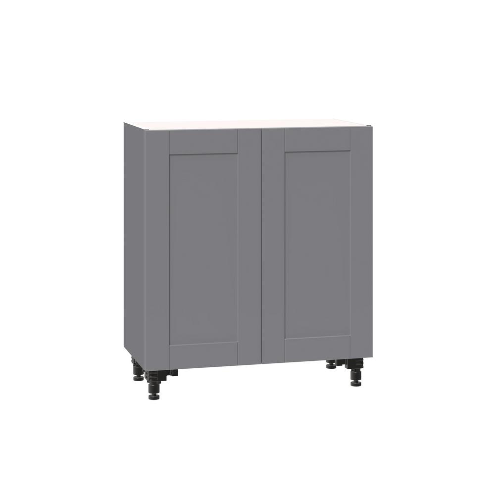 J Collection Shaker Assembled 24x34 5x14 In Shallow Base Cabinet With 3 Inner Drawers In Gray B2414fhi3 Lr Gs The Home Depot