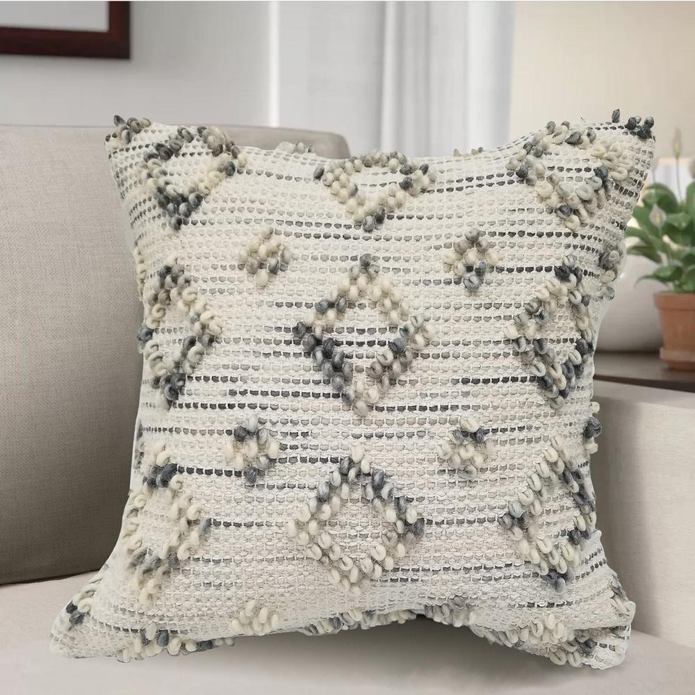 Demori Demori Ivory And Gray Geometric 18 In X 18 In Throw Pillow Cover 13067 The Home Depot