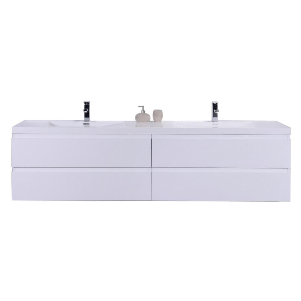 Bohemia 70.5 in. W bath vanity in high gloss white with reinforced