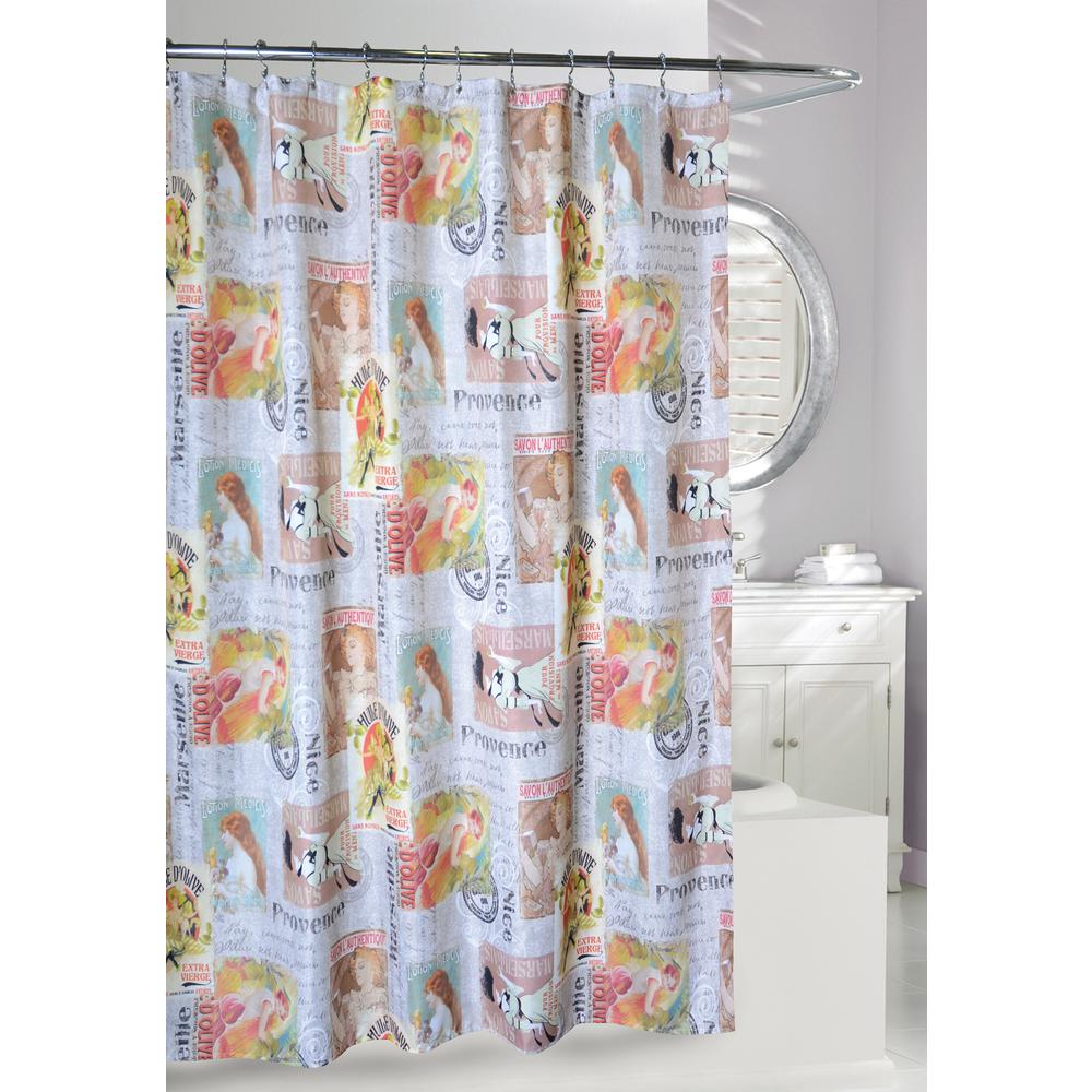Les Femmes 71 In Multi Color Fabric Shower Curtain