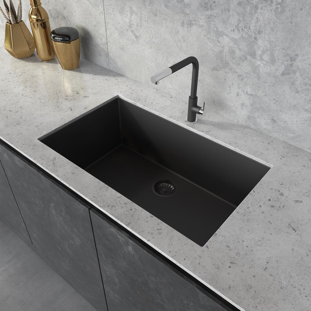 Ruvati 33 X 19 In Single Bowl Undermount Granite Composite Kitchen Sink Midnight Black Rvg2080bk The Home Depot - 33 By 19 Kitchen Sink Ruvati 33 X 19 In Single Bowl Undermount Granite Composite Kitchen Sink Midnight Black Rvg2080bk The Home Depot - 33 By 19 Kitchen Sink