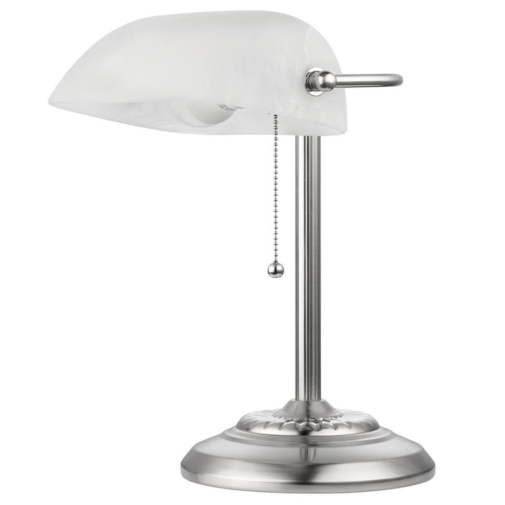 Globe Electric Led For Life 1 Light Brushed Steel And Frosted Glass Shade Banker Lamp 12711 The Home Depot - Replacement Glass Shade For Bankers Lamp Globe Electric Led For Life 1 Light Brushed Steel And Frosted Glass Shade Banker Lamp 12711 The Home Depot - Replacement Glass Shade For Bankers Lamp
