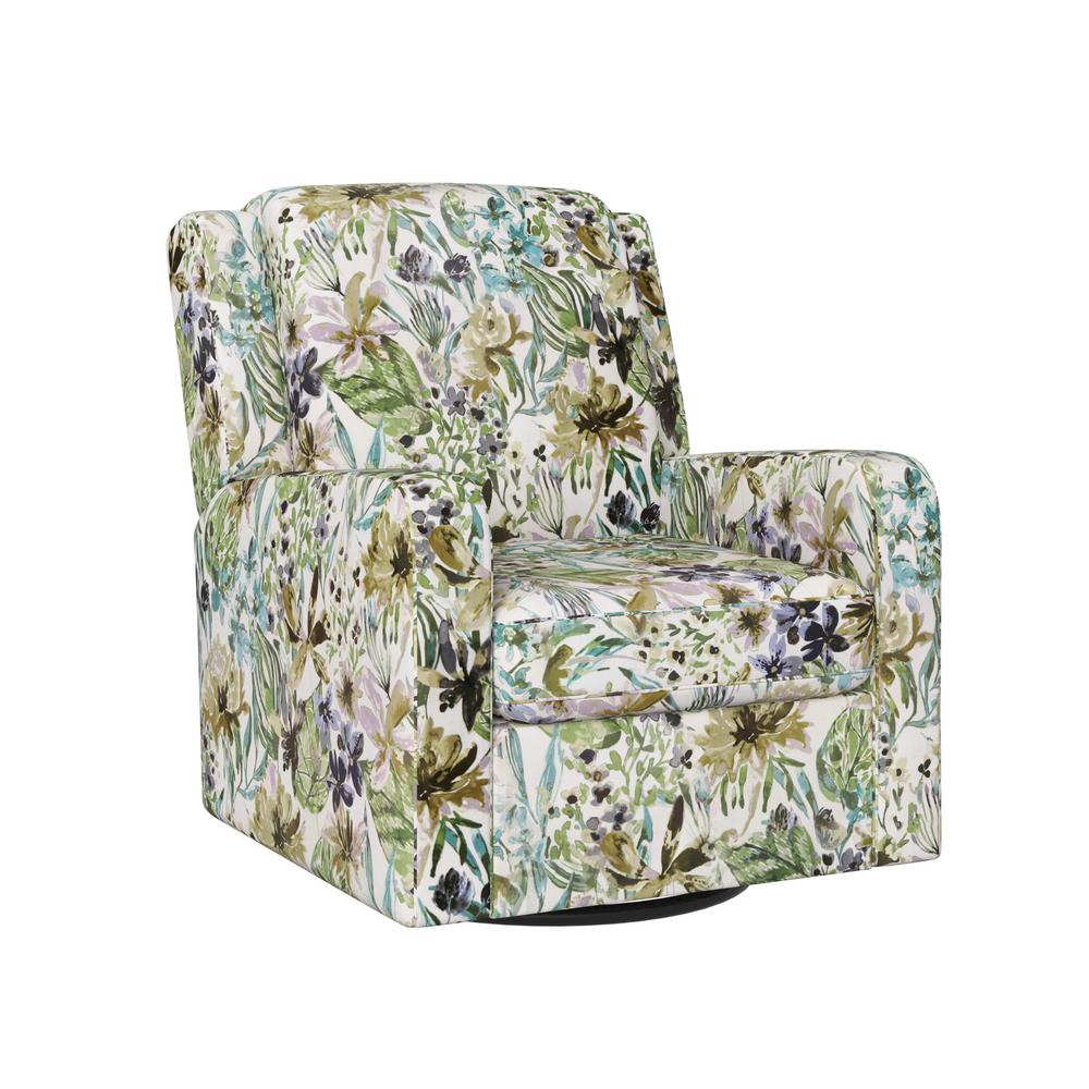 Handy Living Evie Swivel Multi Cream Botanical Floral Print Arm Chair A156769 The Home Depot