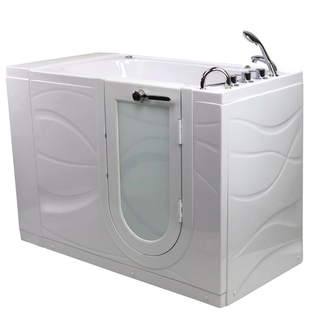 Ella Zen 52 in. Acrylic WalkIn Whirlpool Bathtub in White with Right Outward Swing Door, Faucet