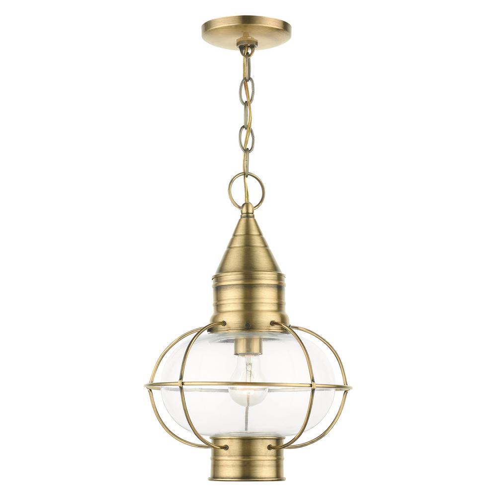 Livex Lighting Newburyport 1Light Outdoor Antique Brass Post Light