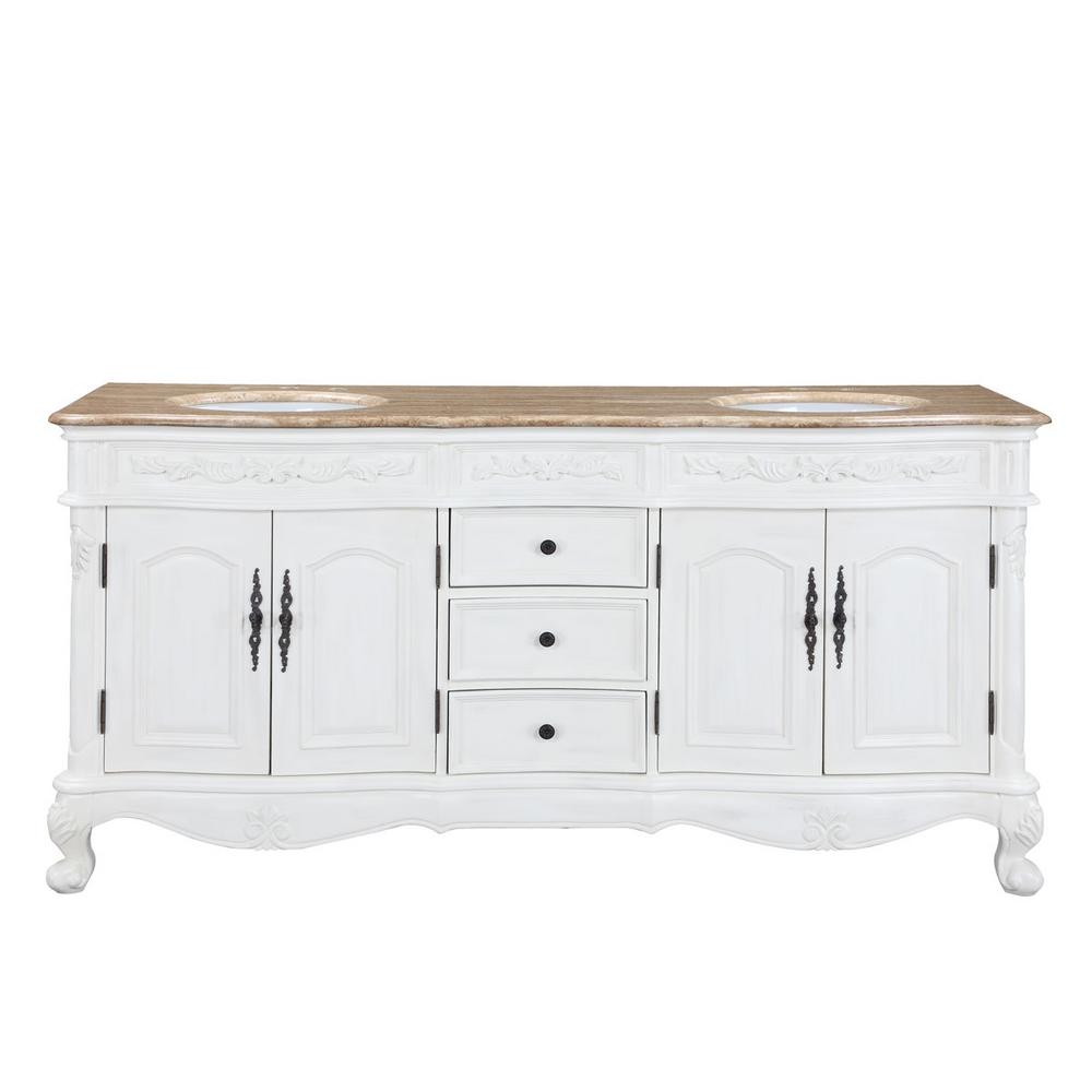 Silkroad Exclusive 72 In W X 22 D Vanity Antique White With Silkroad Exclusive 72 In W X 22 D Vanity Antique White With