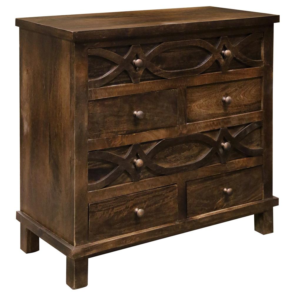 Stylecraft Light Espresso Solid Mango Wood 6 Drawer Chest