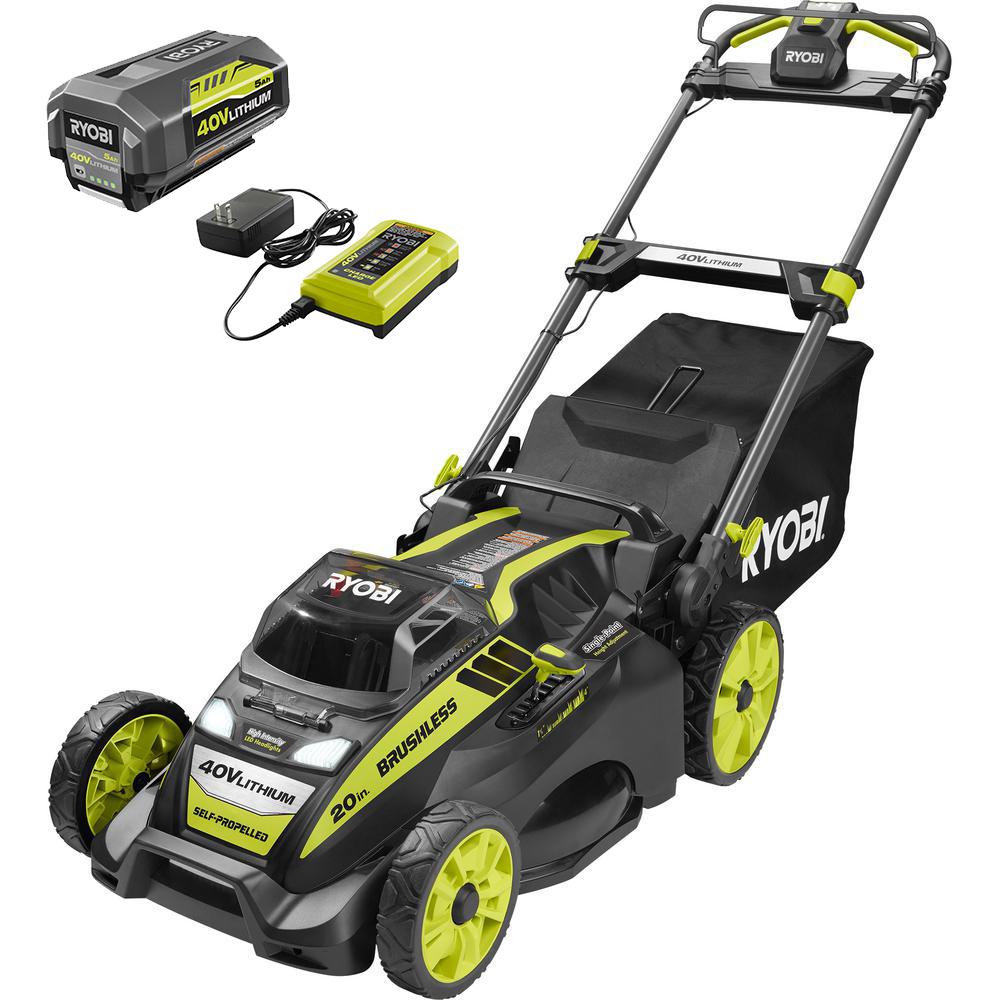 20 in. 40-Volt Brushless Lithium-Ion Cordless Self-Propelled Walk Behind Mower with 5.0 Ah Battery/Charger Included