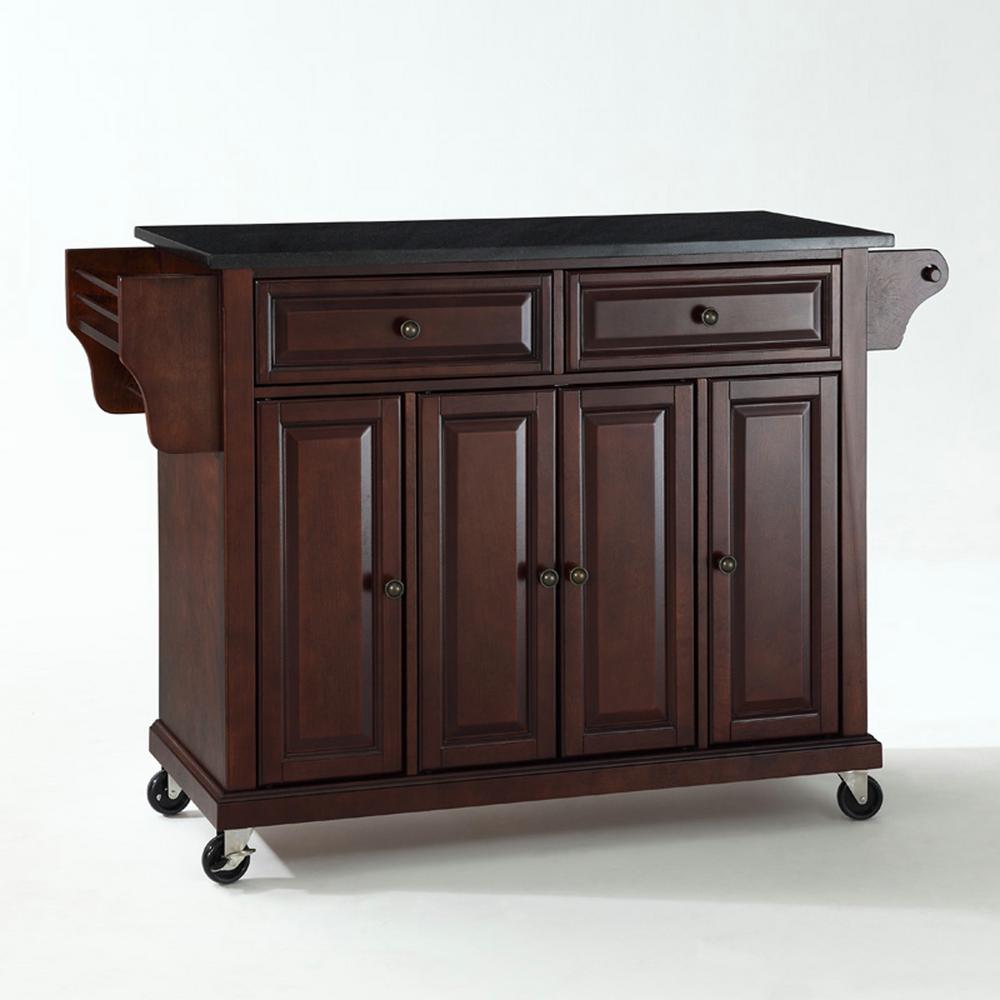 Crosley Mahogany Kitchen Cart With Black Granite Top