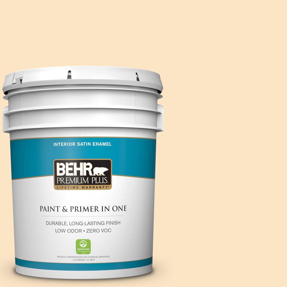 BEHR Premium Plus 5gal. 340C2 Havana Cream Zero VOC Satin Enamel