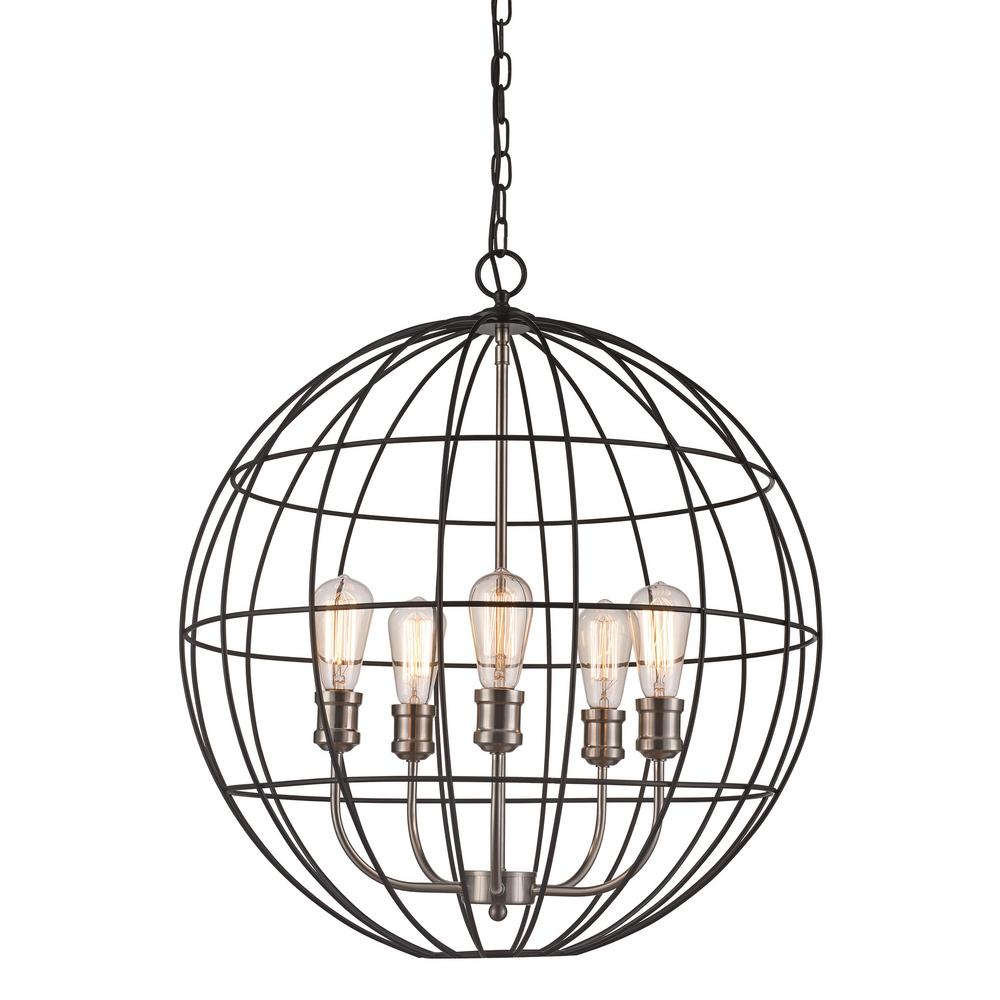 Bel Air Lighting 4-Light Brushed Nickel / Black Pendant 10964 BK/BN ...