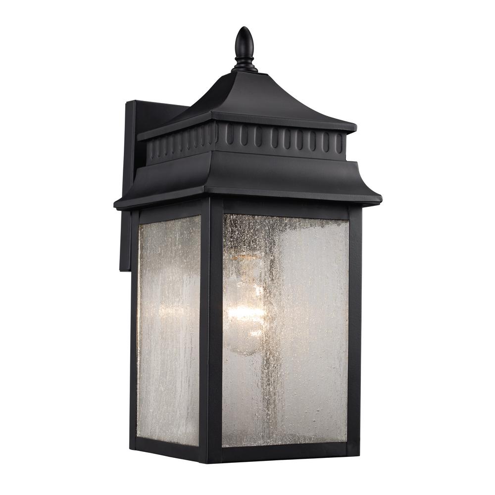 1Light Black Outdoor Wall Mount Lantern40781 BK The Home Depot
