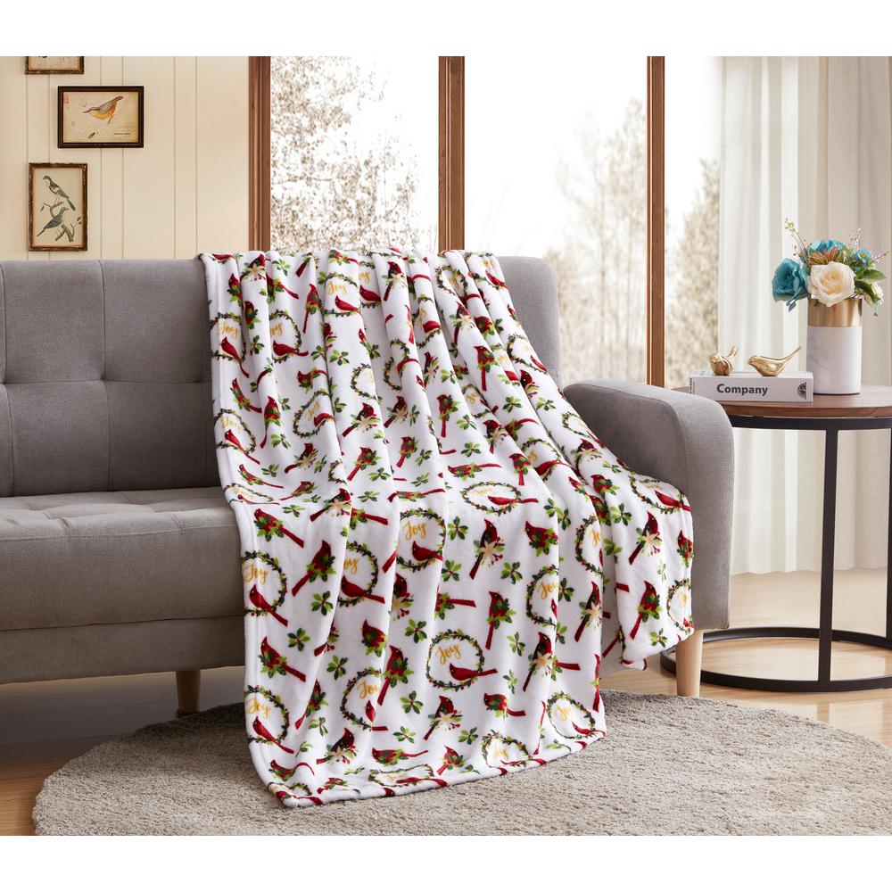 NEW Ultra Cozy /& Soft Christmas Holiday Cardinal Plush Warm Throw Blanket 50x60