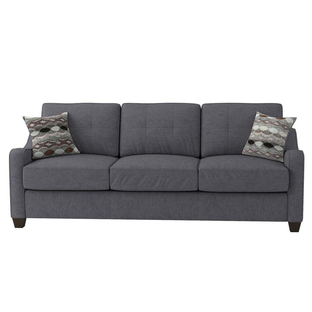 HomeRoots Amelia 70 in. Gray Linen Fabric 3-Seater Lawson Sofa with ...