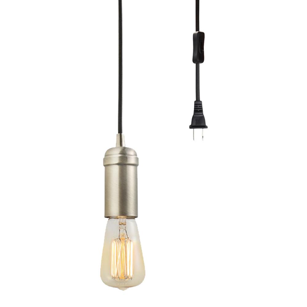 Globe Electric 1 Light Antique Brass Vintage Plug In Hanging Socket Globe Electric 1 Light Antique Brass Vintage Plug In Hanging Socket Pendant With Black