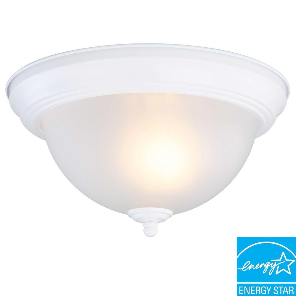 Commercial Electric 1Light Matte White FlushmountEFG1011P3WHT The Home Depot