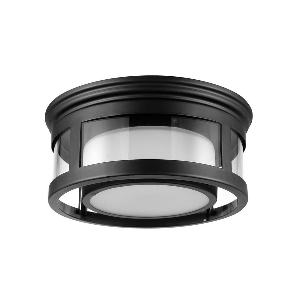 Globe Electric Brisbane 1 Light Matte Black Outdoor Indoor Flush